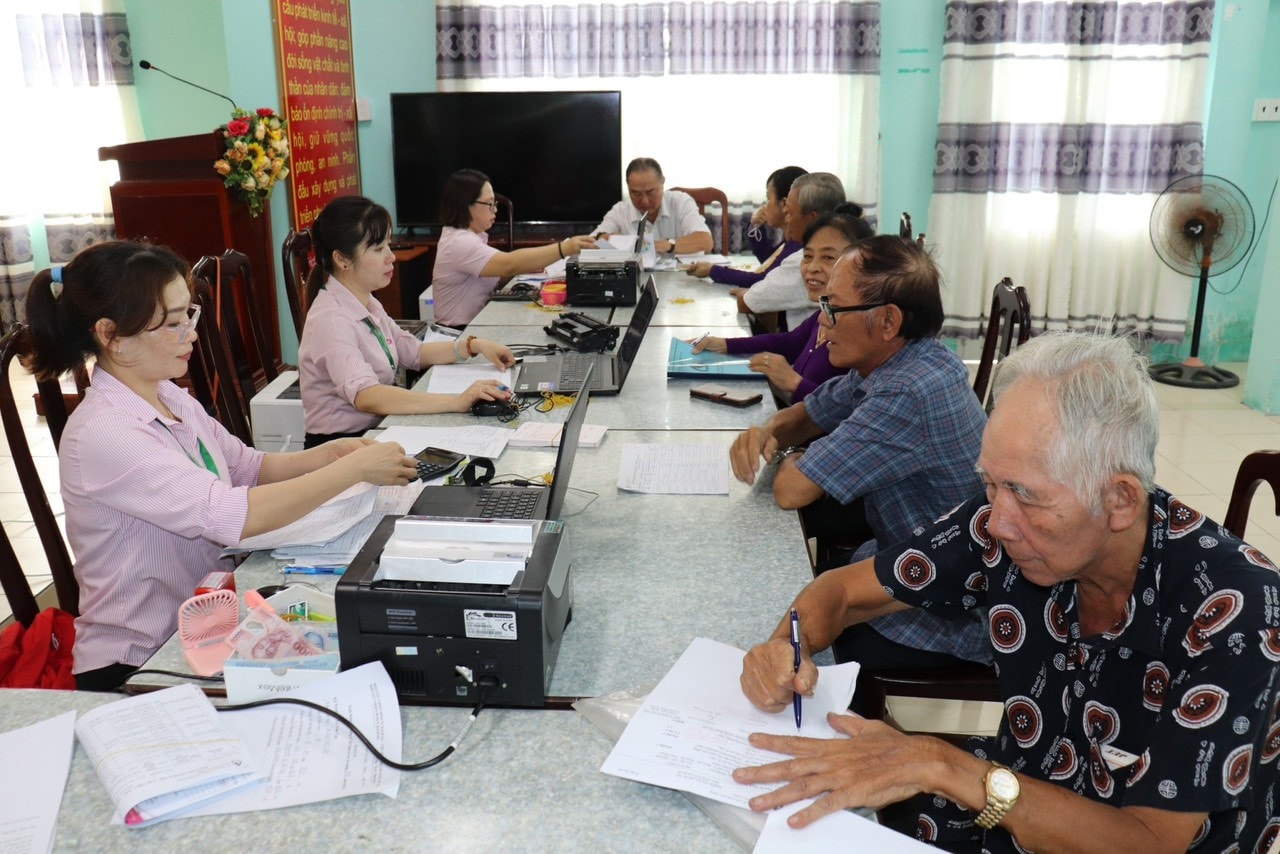 Điểm giao dịch của NHCSXH tại phường An Hòa, TP Rạch Giá, tỉnh Kiên Giang.