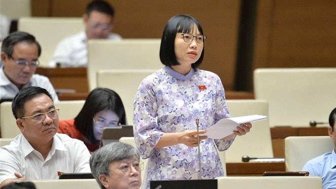 Depute Le Thi Viet Nga (Hai Duong) speaks at the session. Photo: Ho Long NA’s 7th session looks into more draft laws on June 21 -0