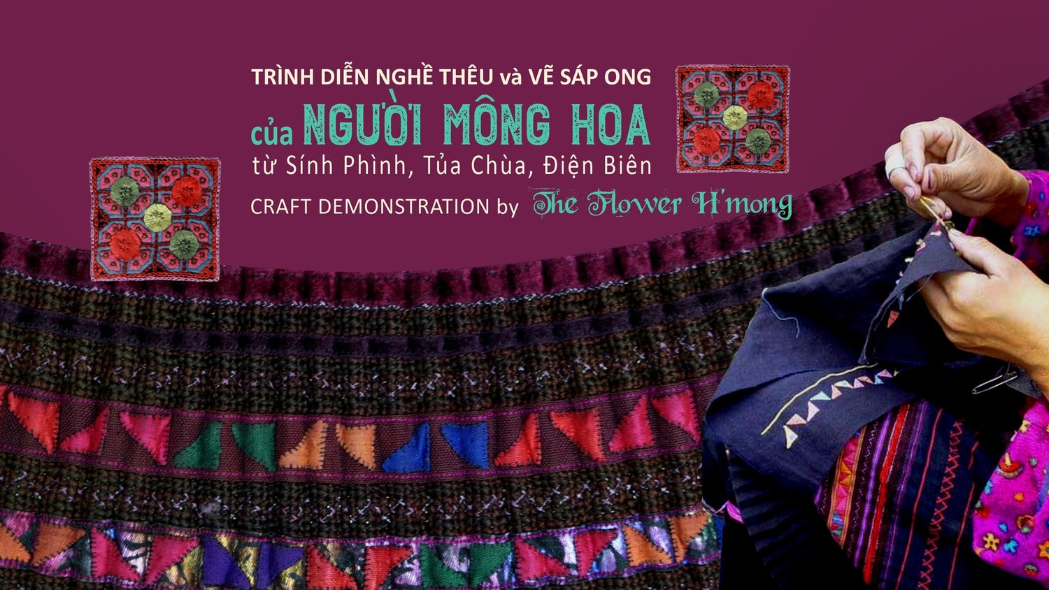 Trình diễn nghề thêu truyền thống và vẽ sáp ong của người Mông Hoa -0