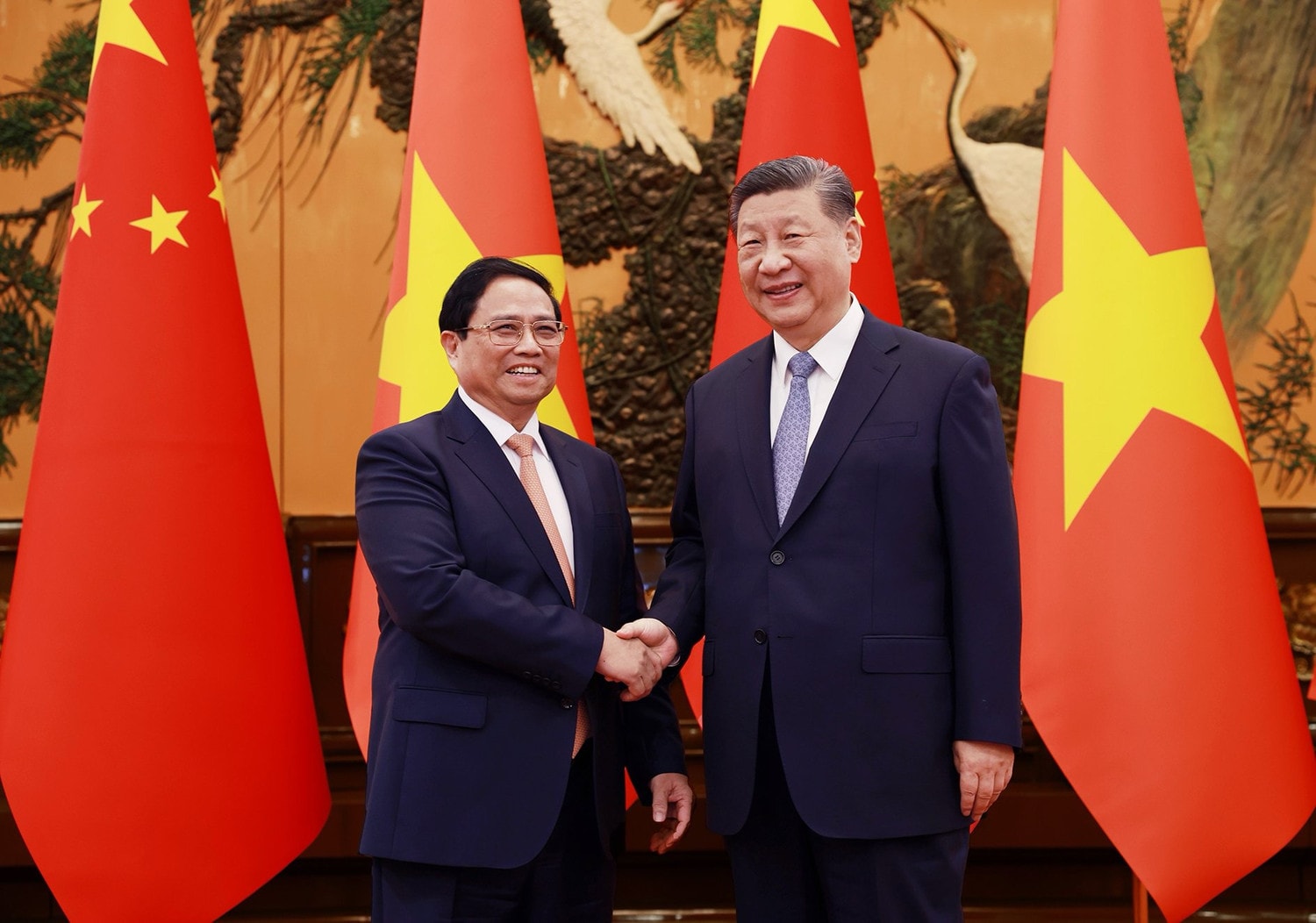 Thủ tướng Phạm Minh Chính hội kiến Tổng Bí thư, Chủ tịch Trung Quốc Tập Cận Bình. Ảnh: VGP/Nhật Bắc
