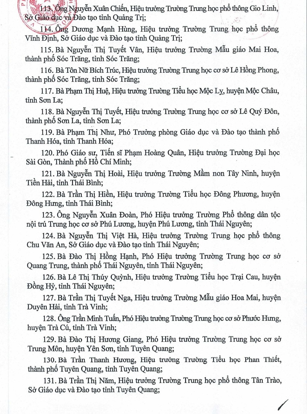 157 nhà giáo được phong tặng danh hiệu Nhà giáo nhân dân, Nhà giáo ưu tú -0