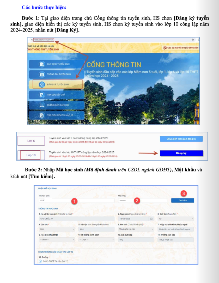 Hà Nội: Hướng dẫn nhập học cho học sinh tuyển lớp 10 THPT công lập năm học 2024-2025 -0