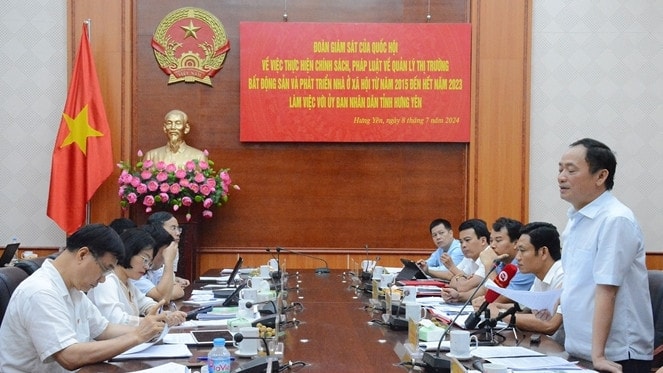 Đoàn giám sát của Quốc hội làm việc với UBND tỉnh Hưng Yên về quản lý thị trường bất động sản và nhà ở xã hội