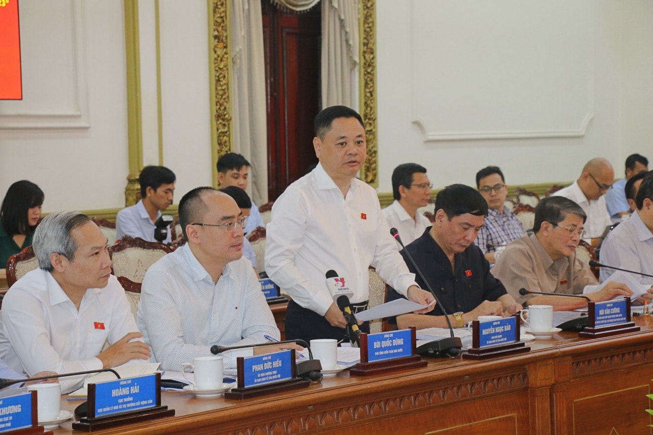 Phó Chủ nhiệm Ủy ban Kinh tế Nguyễn Ngọc Bảo phát biểu Phó Chủ tịch Quốc hội Nguyễn Đức Hải làm việc với UBND TP. Hồ Chí Minh về quản lý thị trường bất động sản và phát triển nhà ở xã hội -0