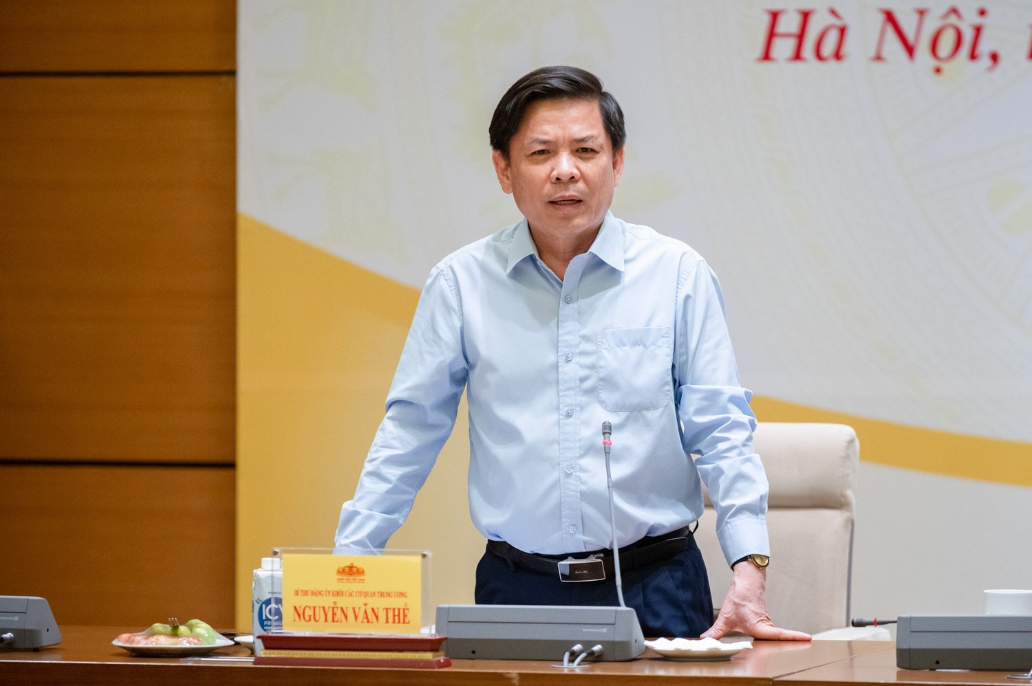 Bí thư Đảng ủy Khối các cơ quan Trung ương Nguyễn Văn Thể phát biểu