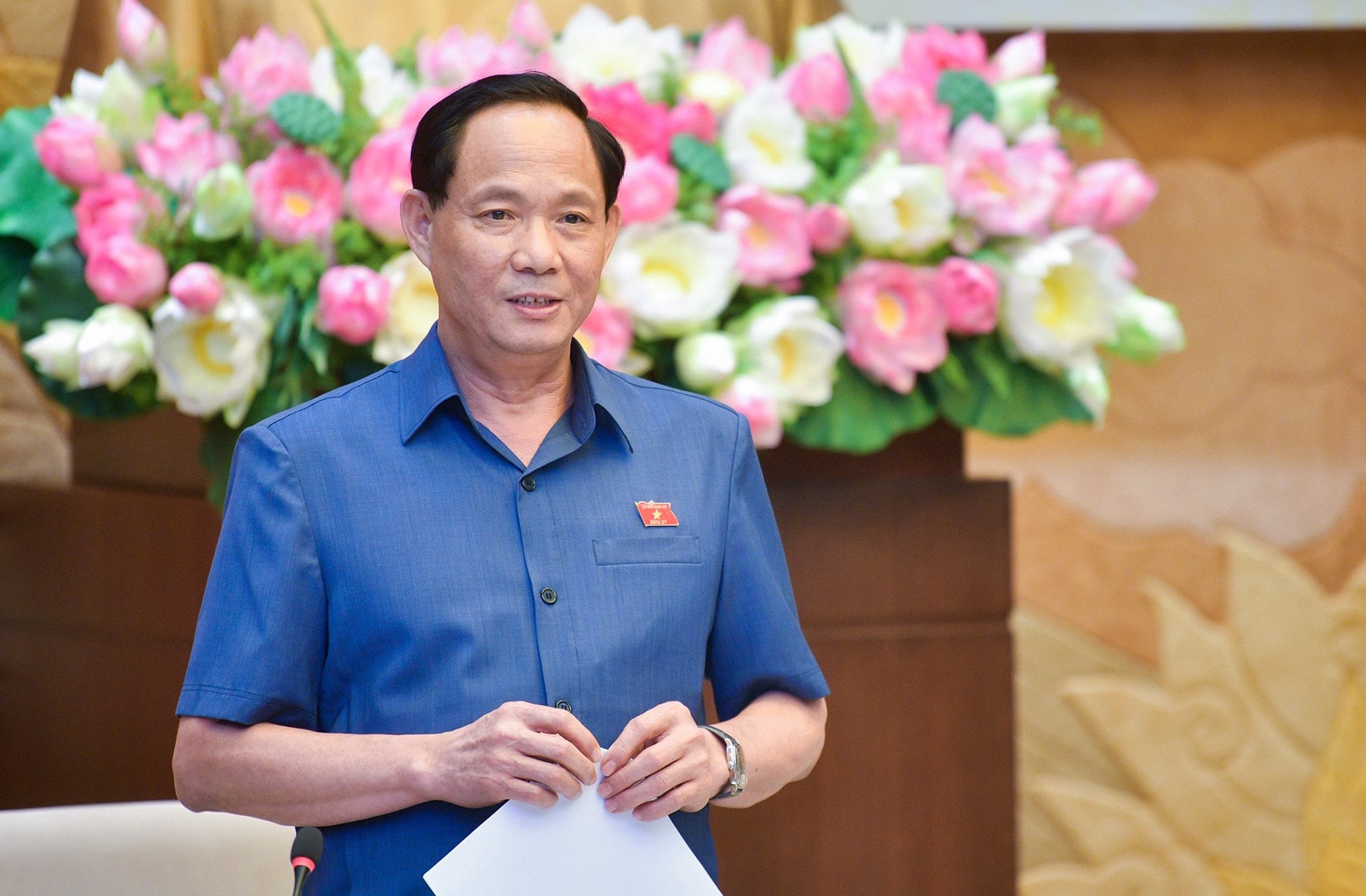Phó Chủ tịch Quốc hội, Thượng tướng Trần Quang Phương phát biểu chỉ đạo Phiên họp - Ảnh H. Ngọc