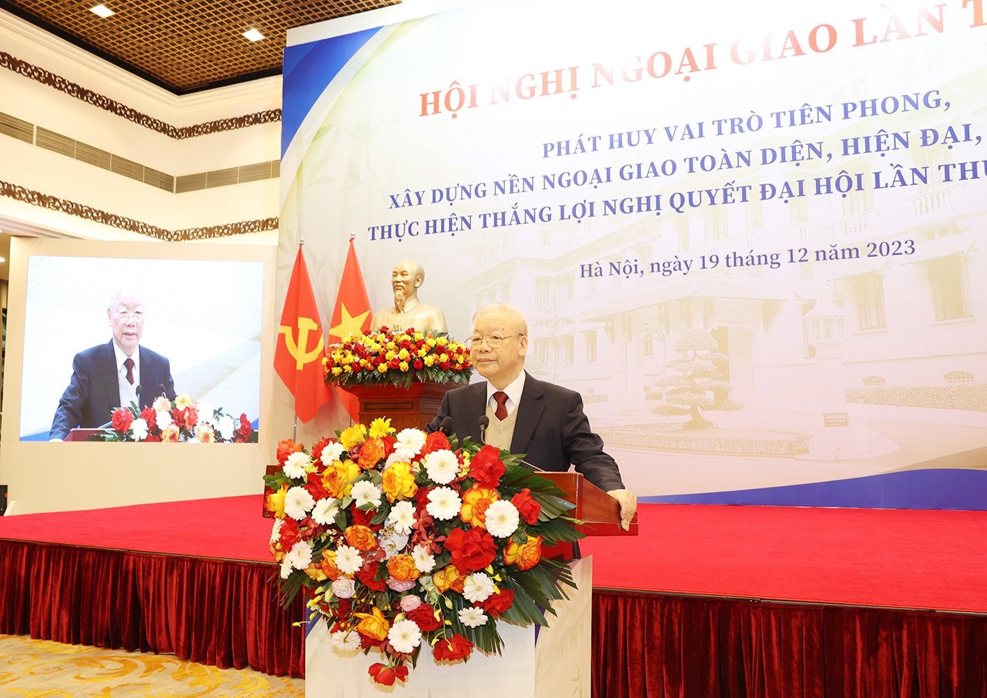 General Secretary Nguyen Phu Trong spoke at the 32th Diplomatic Conference in December 2023. Photo: Tri Dung GENERAL SECRETARY NGUYEN PHU TRONGAN OUTSTANDING LEADER WITH REMARKABLE CONTRIBUTIONS TO ELEVATING VIETNAM'S DIPLOMACY -0