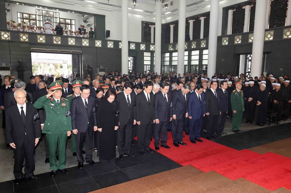 The CPV Central Committee delegation, led by Politburo member and State President To Lam, pay tribute to Party General Secretary Nguyen Phu Trong at the National Funeral Hall on July 25. (Photo: VNA) State funeral held for Party General Secretary Nguyen Phu Trong -0