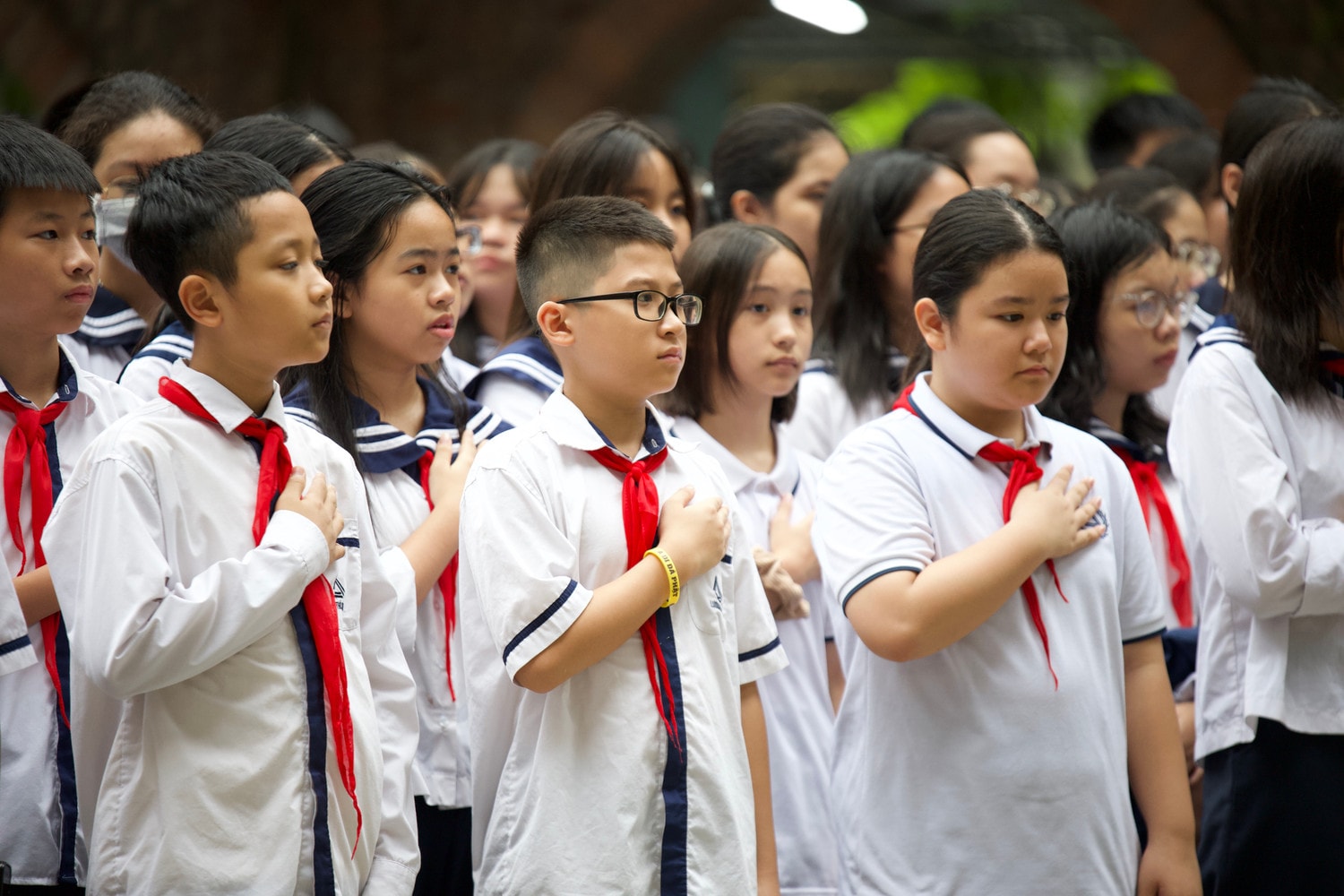 Thầy và trò Trường THCS&THPT Lương Thế Vinh thực hiện Lễ tưởng niệm Tổng Bí thư Nguyễn Phú Trọng -0