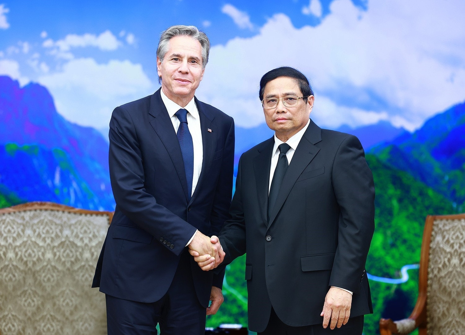 Thủ tướng Phạm Minh Chính tiếp Ngoại trưởng Hoa Kỳ nhân dịp thăm Việt Nam để chia buồn cùng gia đình Tổng Bí thư Nguyễn Phú Trọng -0