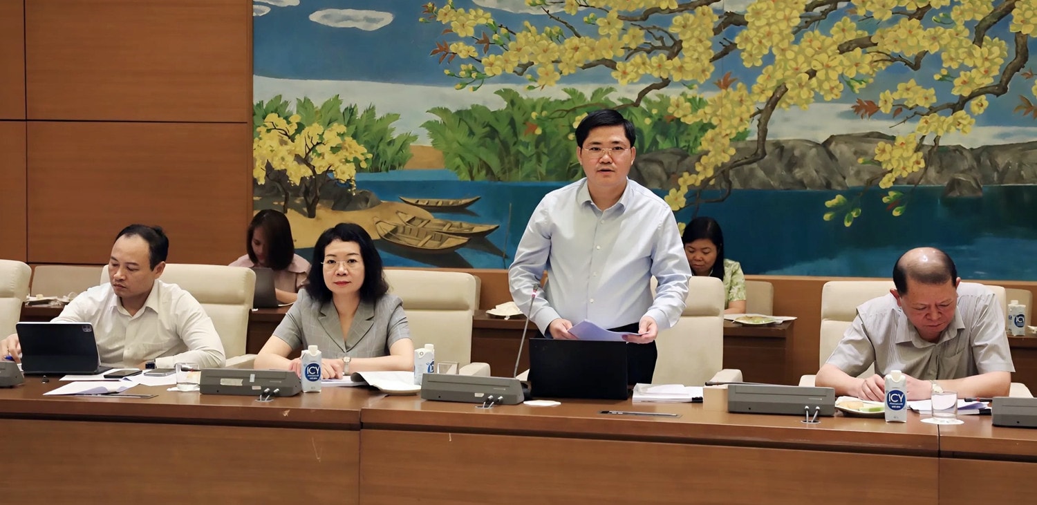 Phó Chủ nhiệm Ủy ban Khoa học, Công nghệ và Môi trường Nguyễn Tuấn Anh tham gia ý kiến tại phiên họp