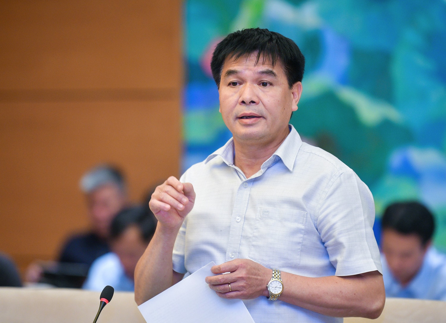Phó Chủ nhiệm Ủy ban Tài chính - Ngân sách Nguyễn Hữu Toàn phát biểu