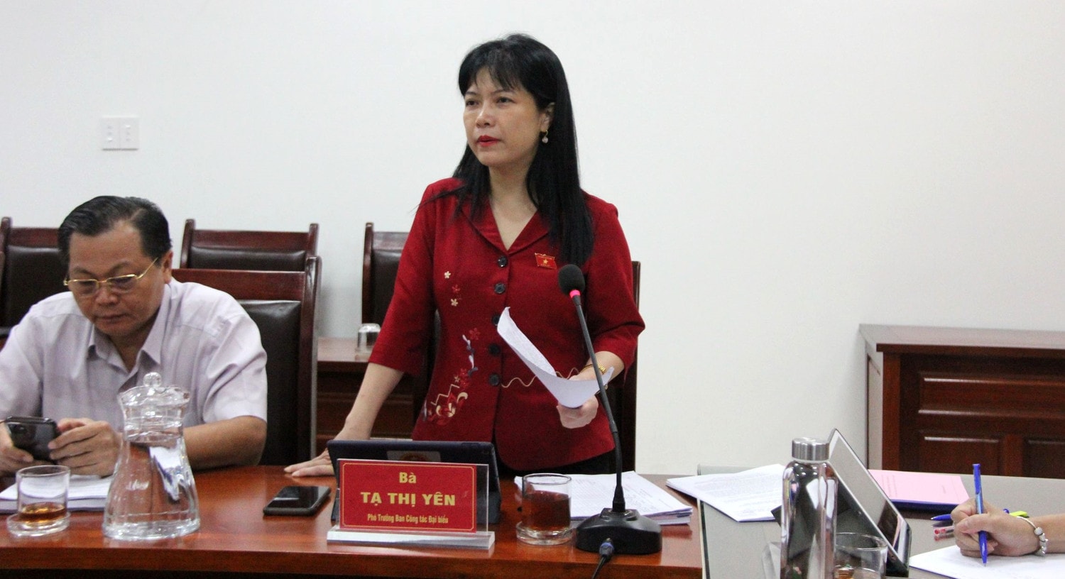 Phó trưởng Ban Công tác đại biểu Tạ Thị Yên phát biểu Đoàn giám sát của Hội đồng Dân tộc làm việc tại huyện Bắc Trà My -0