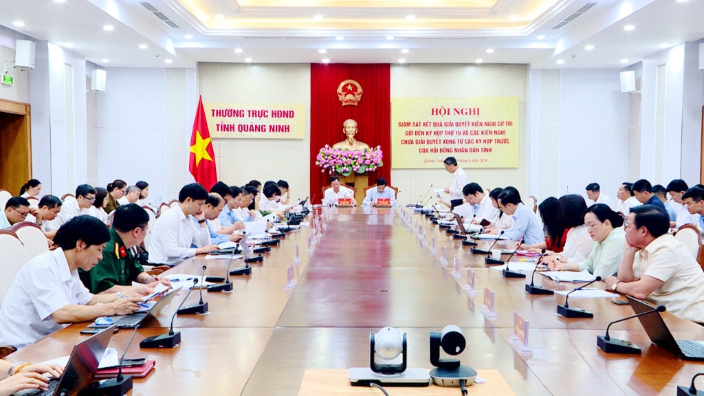 Hội nghị giám sát kết quả giải quyết kiến nghị cử tri do Thường trực HĐND tỉnh tổ chức trước thềm Kỳ họp thường lệ giữa năm 2024. Ảnh: Quốc Thắng