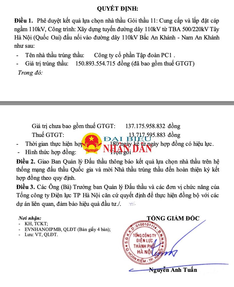 Điểm mặt các gói có tỷ lệ tiết kiệm ngân sách thấp do Tổng Công ty Điện lực Hà Nội làm chủ đầu tư -0