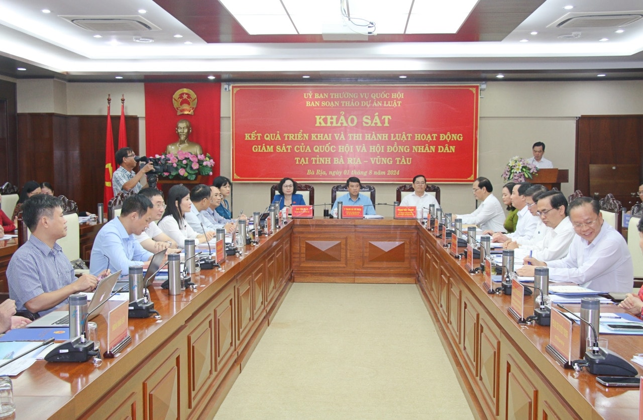 Quang cảnh cuộc làm việc Ban soạn thảo luật giám sát của Quốc hội và HĐND khảo sát tại Bà Rịa - Vũng Tàu -0