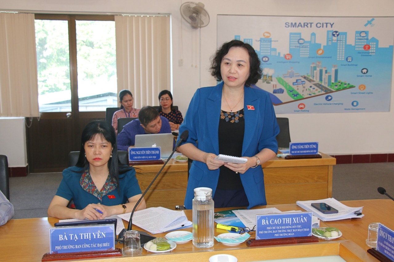 Phó Chủ tịch Hội đồng Dân tộc Cao Thị Xuân - Phó Trưởng Ban Thường trực Ban soạn thảo phát biểu Khảo sát việc thực hiện pháp luật về hoạt động giám sát của Quốc hội và HĐND tại TP. Vũng Tàu -0