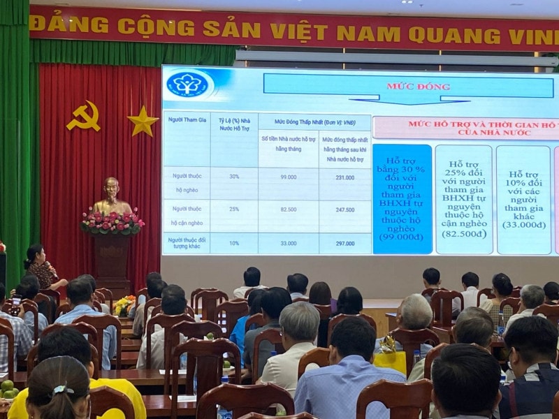 Tuyên truyền BHXH, BHYT cho các đại biểu là đại diện các phường, xã. Nguồn: BHXH Đồng Nai