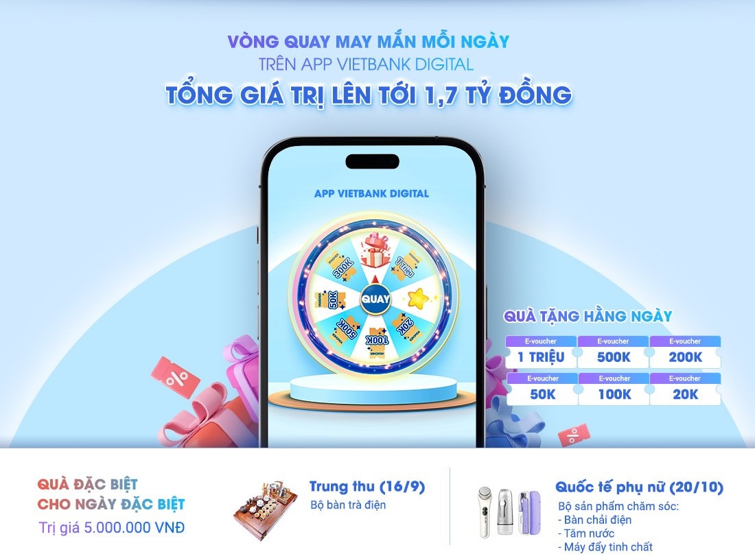 Vietbank ra mắt chương trình khuyến mãi “Quà tặng tiền tỷ - Chào thu hết ý” -0