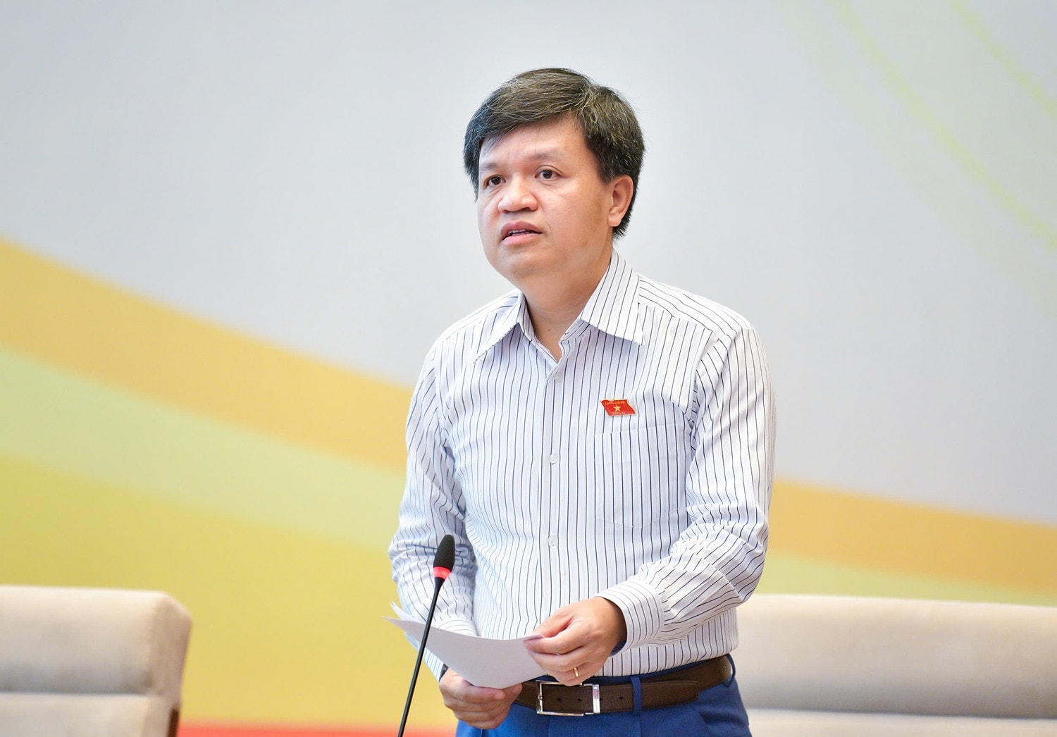Phó Chủ nhiệm Ủy ban Khoa học, Công nghệ và Môi trường Tạ Đình Thi phát biểu tại hội thảo - Ảnh H.Ngọc