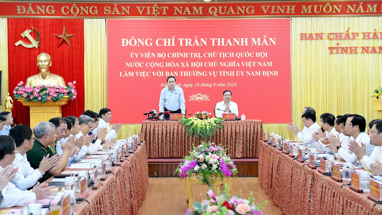 Chủ tịch Quốc hội Trần Thanh Mẫn làm việc với Ban Thường vụ Tỉnh ủy Nam Định -0