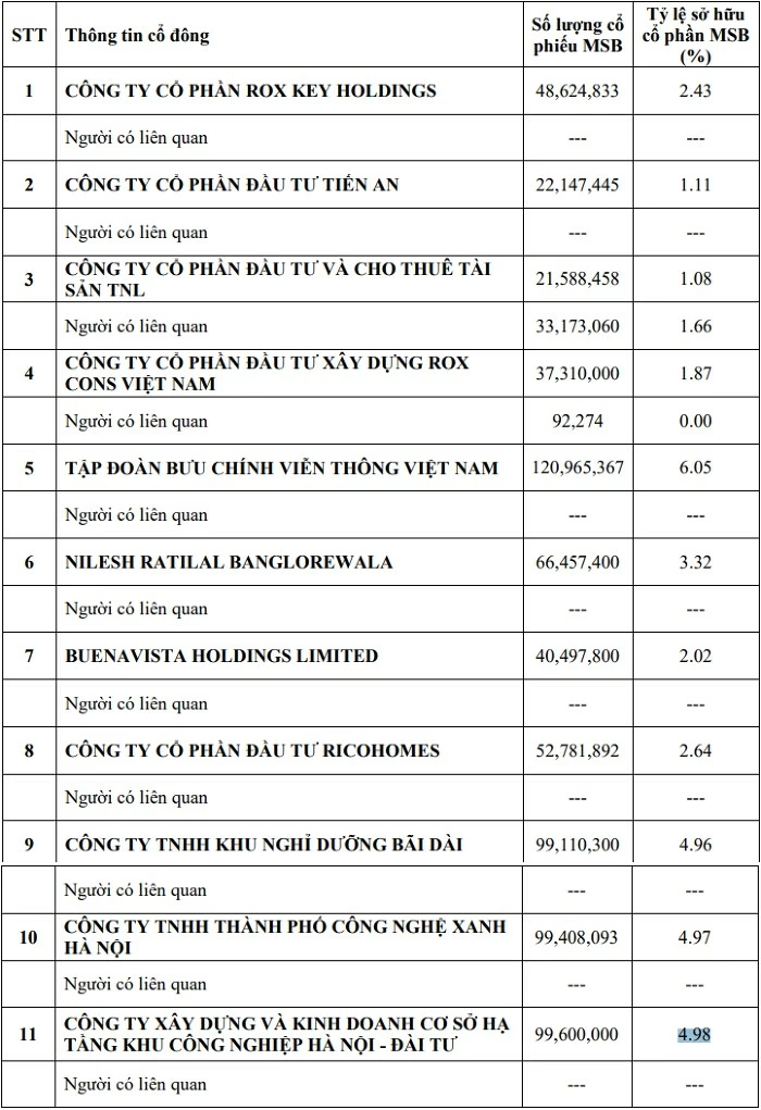 Lộ diện cổ đông người nước ngoài nắm giữ 3,32% vốn điều lệ của MSB -0