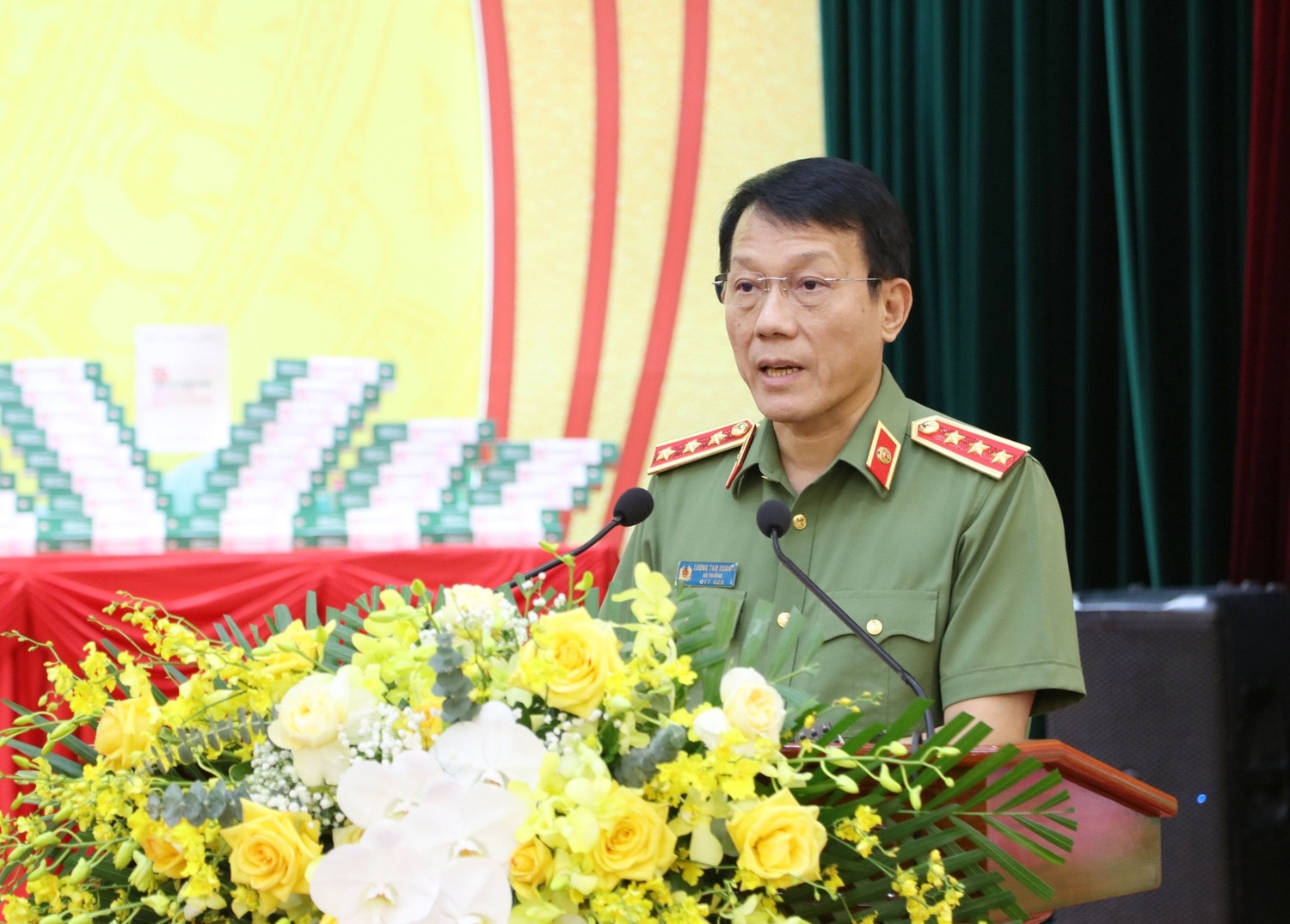 Ủy viên Ban Chấp hành Trung ương Đảng, Bí thư Đảng ủy Công an Trung ương, Bộ trưởng Bộ Công an Thượng tướng Lương Tam Quang phát biểu (ảnh: An Nhiên) 0r2a9239.jpg -0