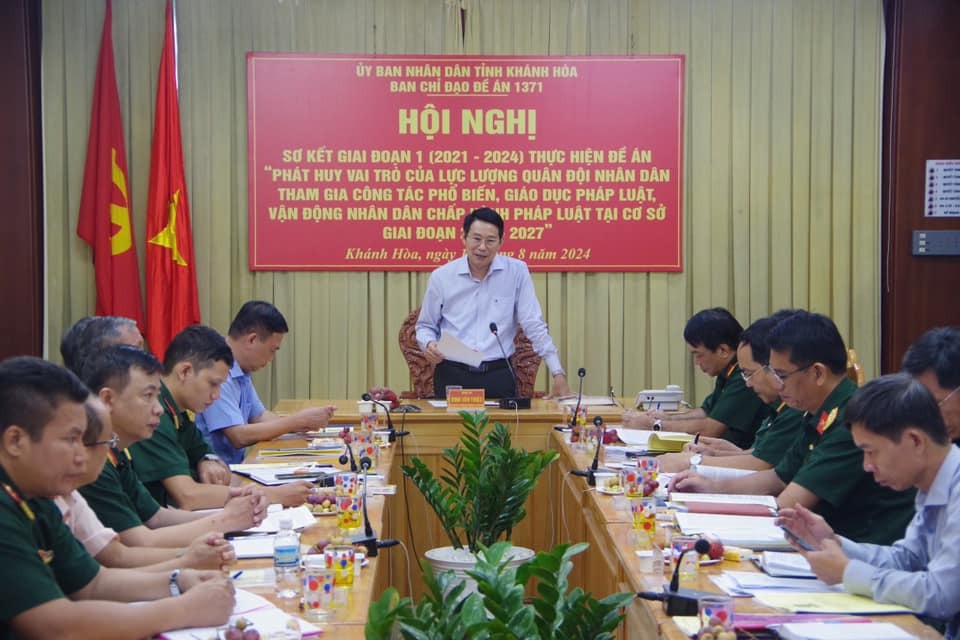 Hội nghị sơ kết giai đoạn 1 (2021 - 2024) thực hiện Đề án 1371 do UBND tỉnh Khánh Hòa vừa tổ chức. Ảnh: Bộ CHQS tỉnh Khánh Hòa