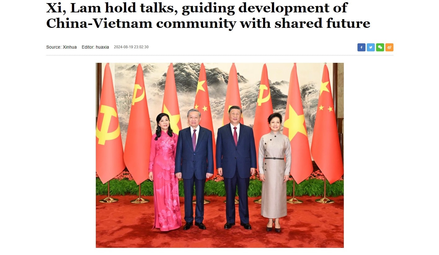 Báo chí Trung Quốc: Lãnh đạo Việt Nam-Trung Quốc định hướng phát triển cho 