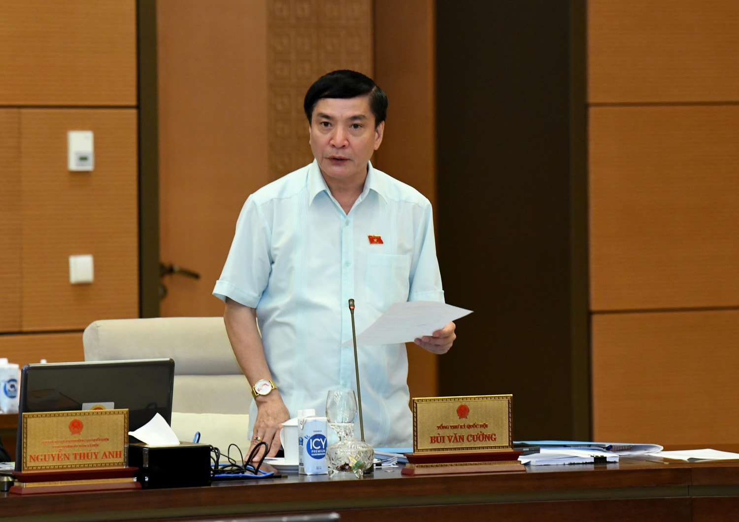 Tổng Thư ký Quốc hội, Chủ nhiệm Văn phòng Quốc hội Bùi Văn Cường phát biểu. Ảnh: Lâm Hiển Bảo đảm có trọng điểm, khoa học, hợp lý, hiệu quả -0
