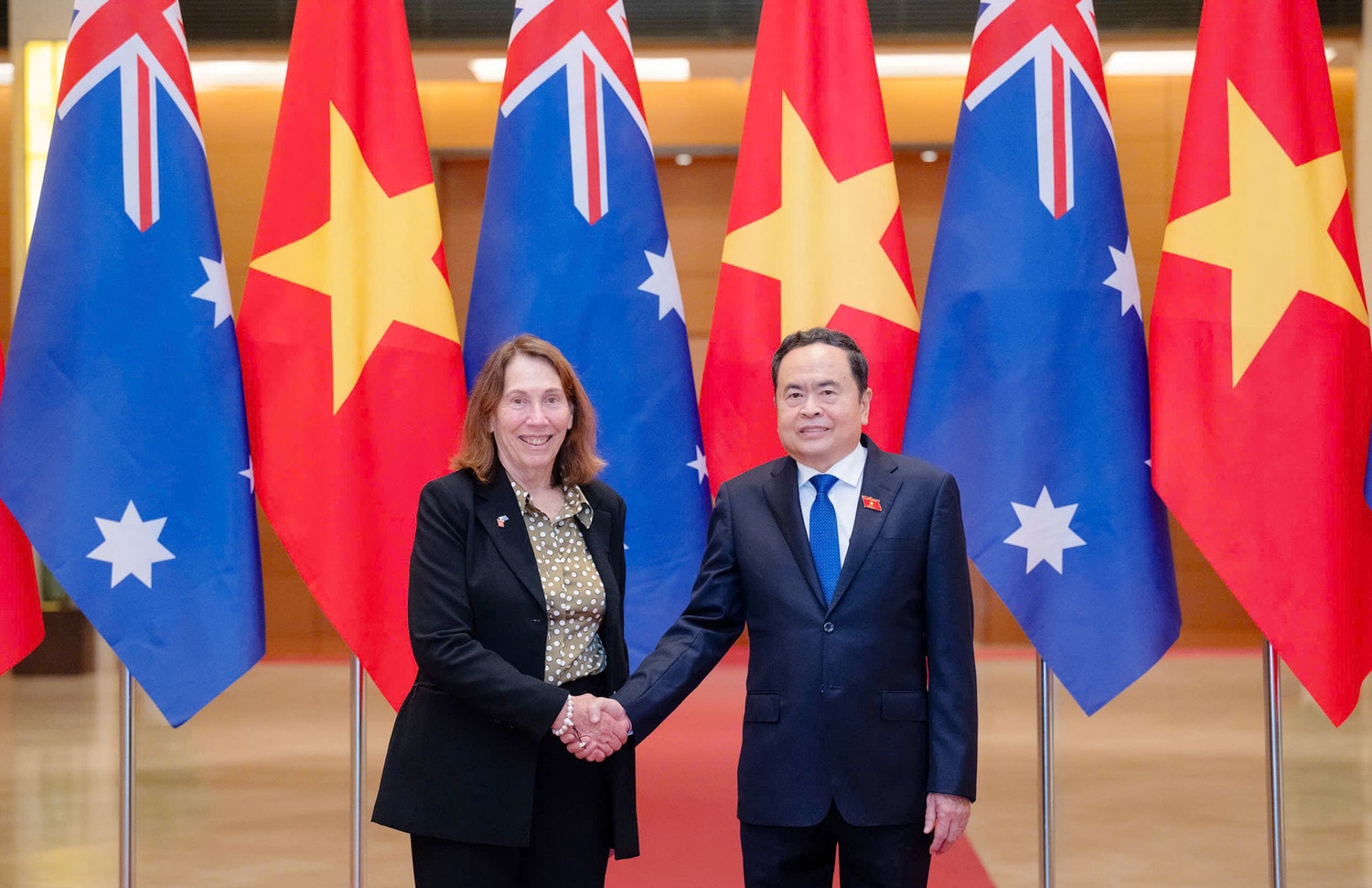 Chủ tịch Quốc hội Trần Thanh Mẫn chủ trì Lễ đón Chủ tịch Thượng viện Australia Sue Lines thăm chính thức Việt Nam