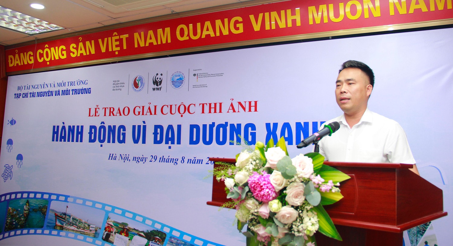 Tổng Biên tập Tạp chí Tài nguyên và Môi trường, Trưởng Ban tổ chức cuộc thi, TS. Đào Xuân Hưng phát biểu tại lễ trao giải Lan tỏa những hành động vì màu xanh bền vững của đại dương -0