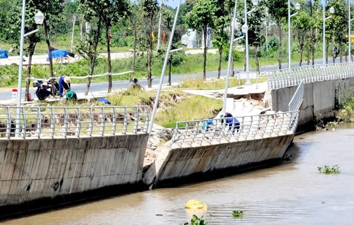Thiệt hại đoạn kè sạt lở khoảng 300 triệu đồng