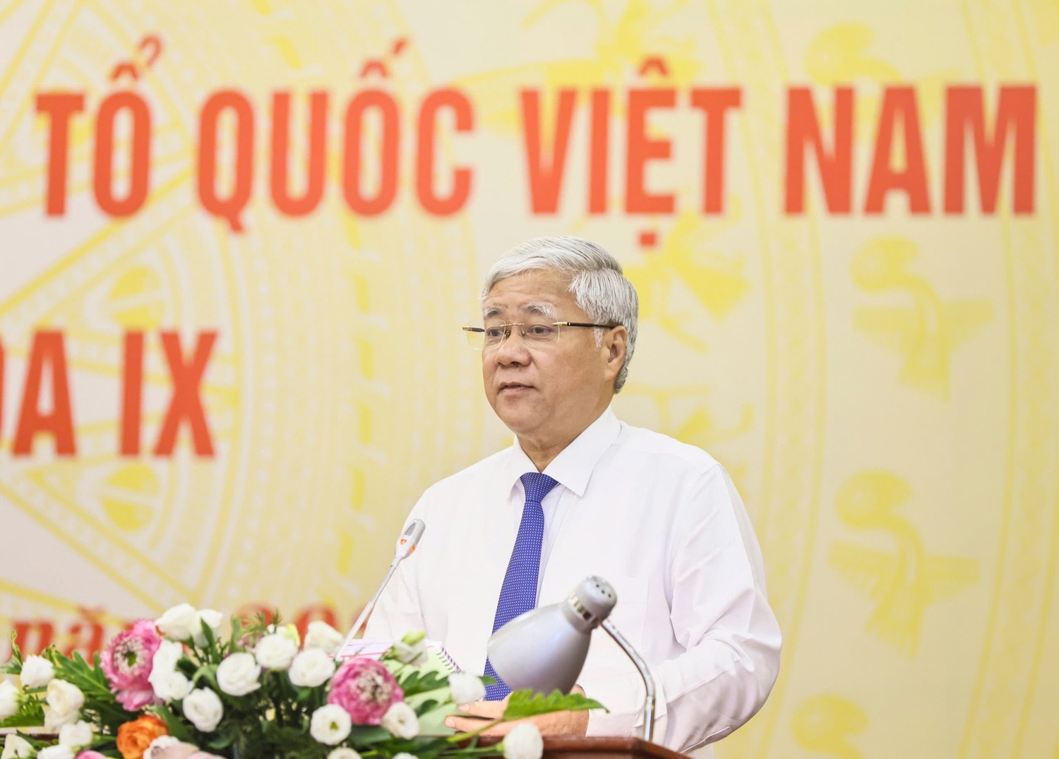 Chủ tịch Ủy ban Trung ương MTTQ Việt Nam Đỗ Văn Chiến phát biểu tại hội nghị