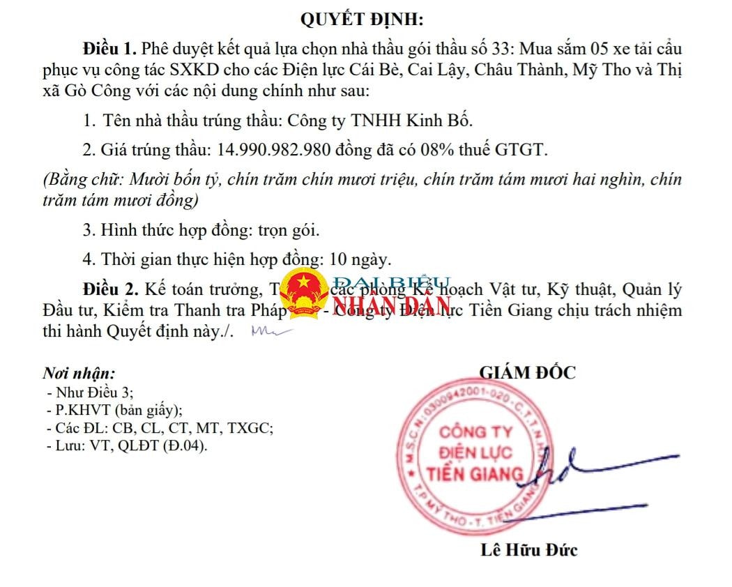 Công ty TNHH Kinh Bố liên tục trúng thầu sát giá tại hàng loạt công ty điện lực phía Nam