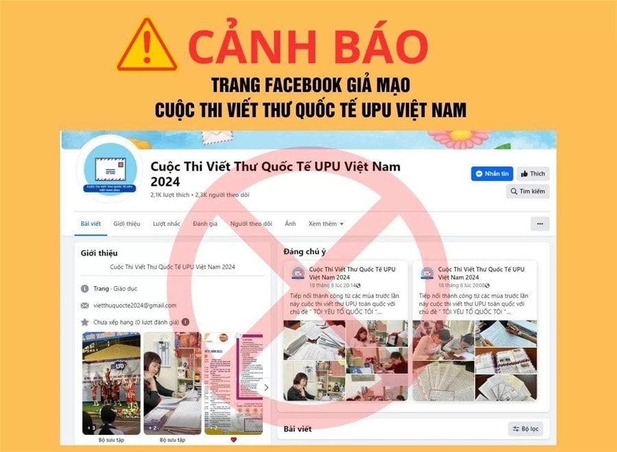 Cảnh giác với trang fanpage giả mạo Cuộc thi Viết thư quốc tế UPU -0