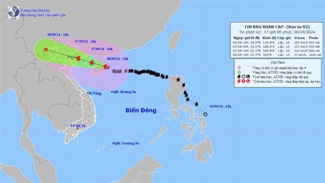 Cập nhật: Thời điểm tác động gió mạnh nhất của siêu bão Yagi từ sáng đến chiều tối ngày 7.9