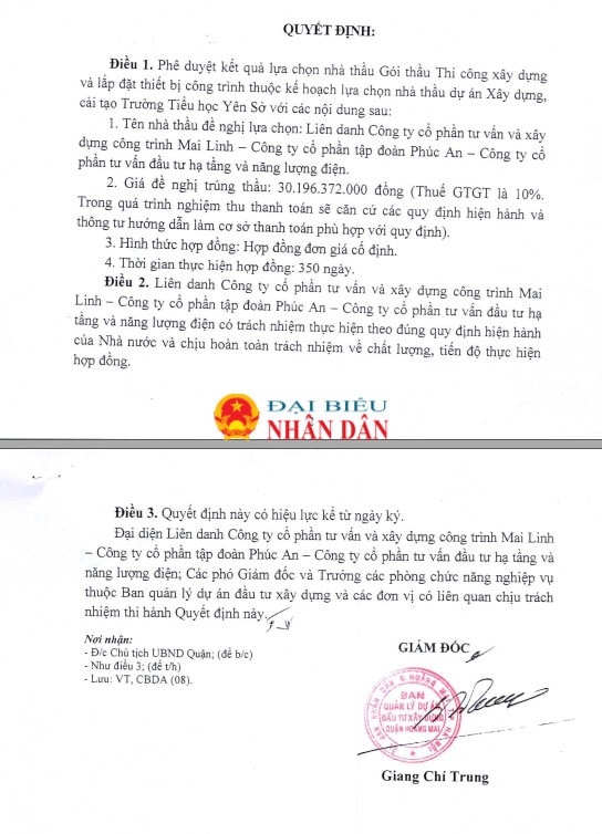 Hà Nội: Công ty Cổ phần tư vấn và xây dựng công trình Mai Linh thường xuyên “trúng thầu sát giá” -0
