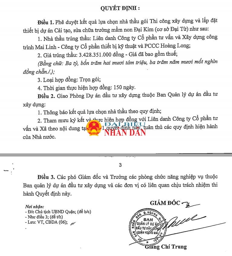 Hà Nội: Công ty Cổ phần tư vấn và xây dựng công trình Mai Linh thường xuyên “trúng thầu sát giá” tại quận Hoàng Mai -0