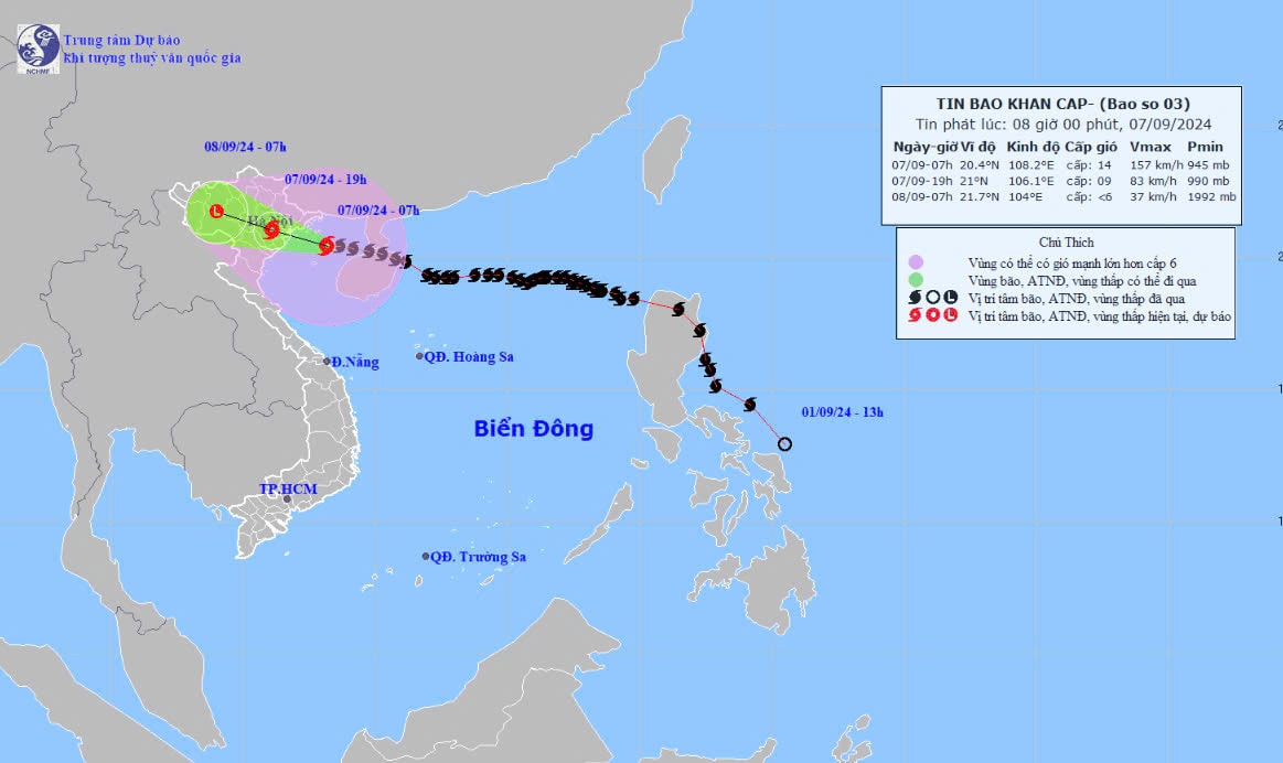 Cập nhật: Tâm bão Yagi cách Quảng Ninh - Hải Phòng 130km, dự kiến chiều nay “đổ bộ” đất liền -0