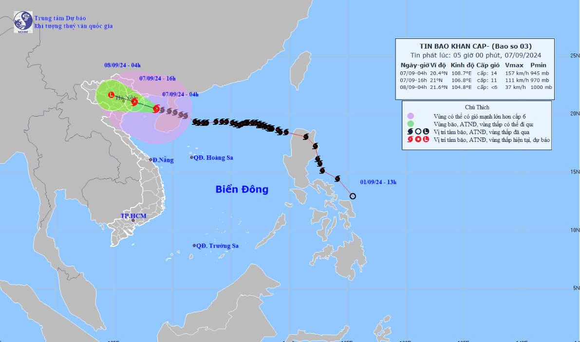 Siêu bão Yagi còn cách bờ biển Quảng Ninh - Hải Phòng khoảng 153km, gió sẽ tiếp tục mạnh lên trên đất liền -0
