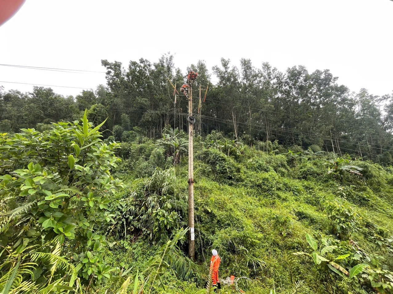 Ảnh 3- PC Bắc Kan khắc phục lưới điện sau bão. Ảnh NPC.jpg