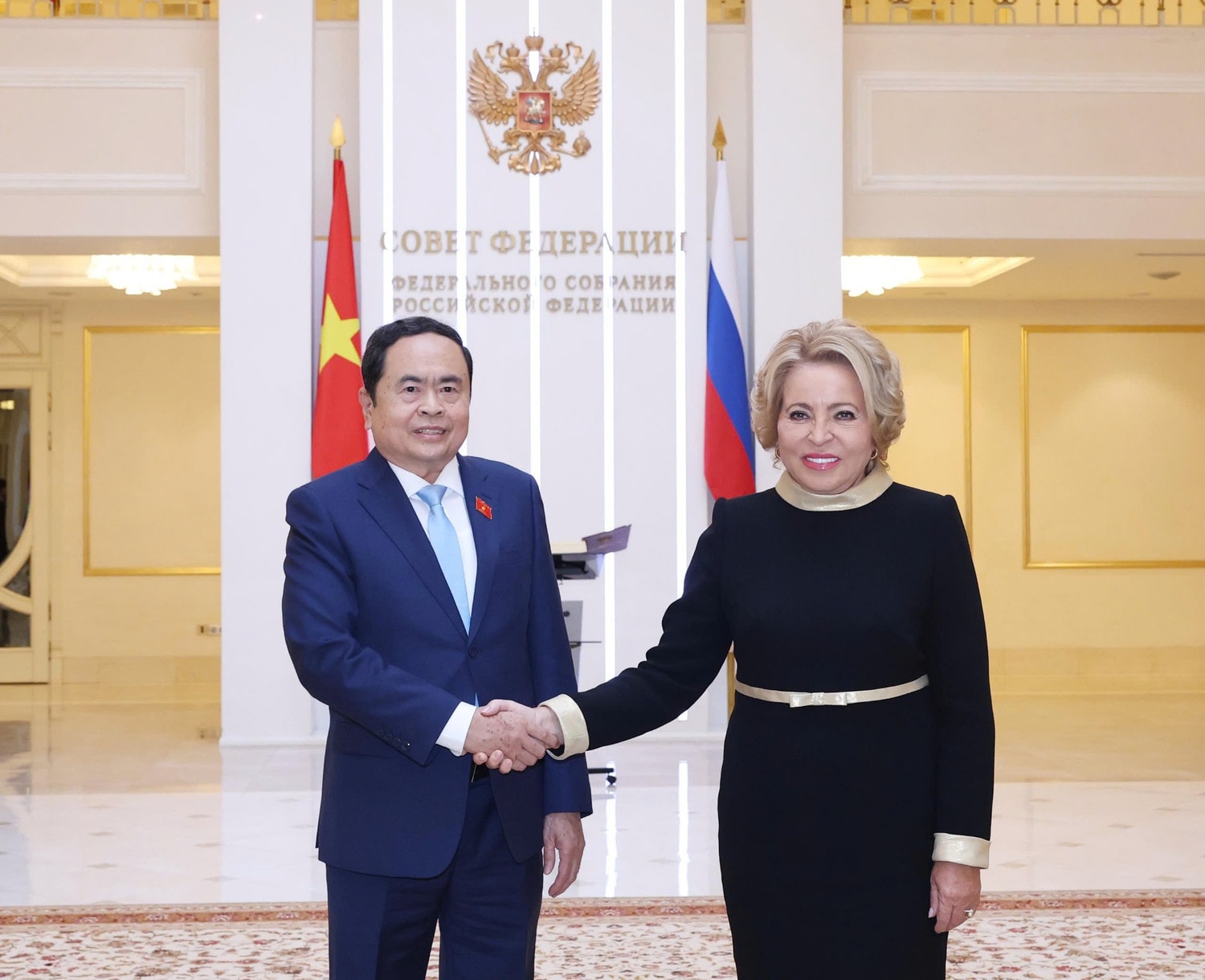 Chủ tịch Hội đồng Liên bang, Quốc hội Liên bang, Liên bang Nga Valentina Ivanovna Matvienko đón Chủ tịch Quốc hội Trần Thanh Mẫn