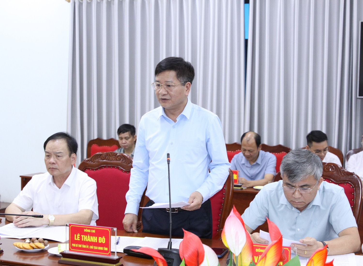 Chủ tịch UBND tỉnh Điện Biên Lê Thành Đô phát biểu