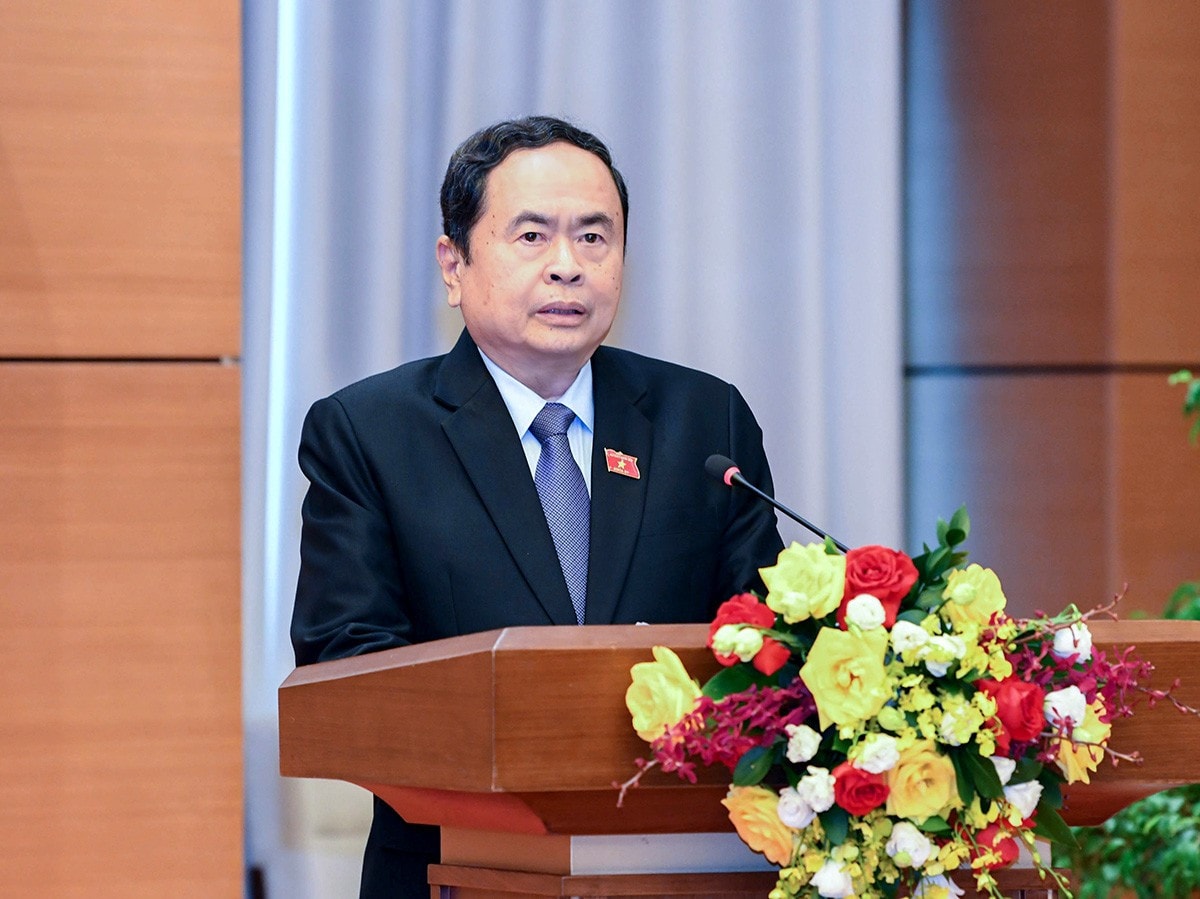 Chủ tịch Quốc hội Trần Thanh Mẫn phát biểu. Ảnh: Lâm Hiển