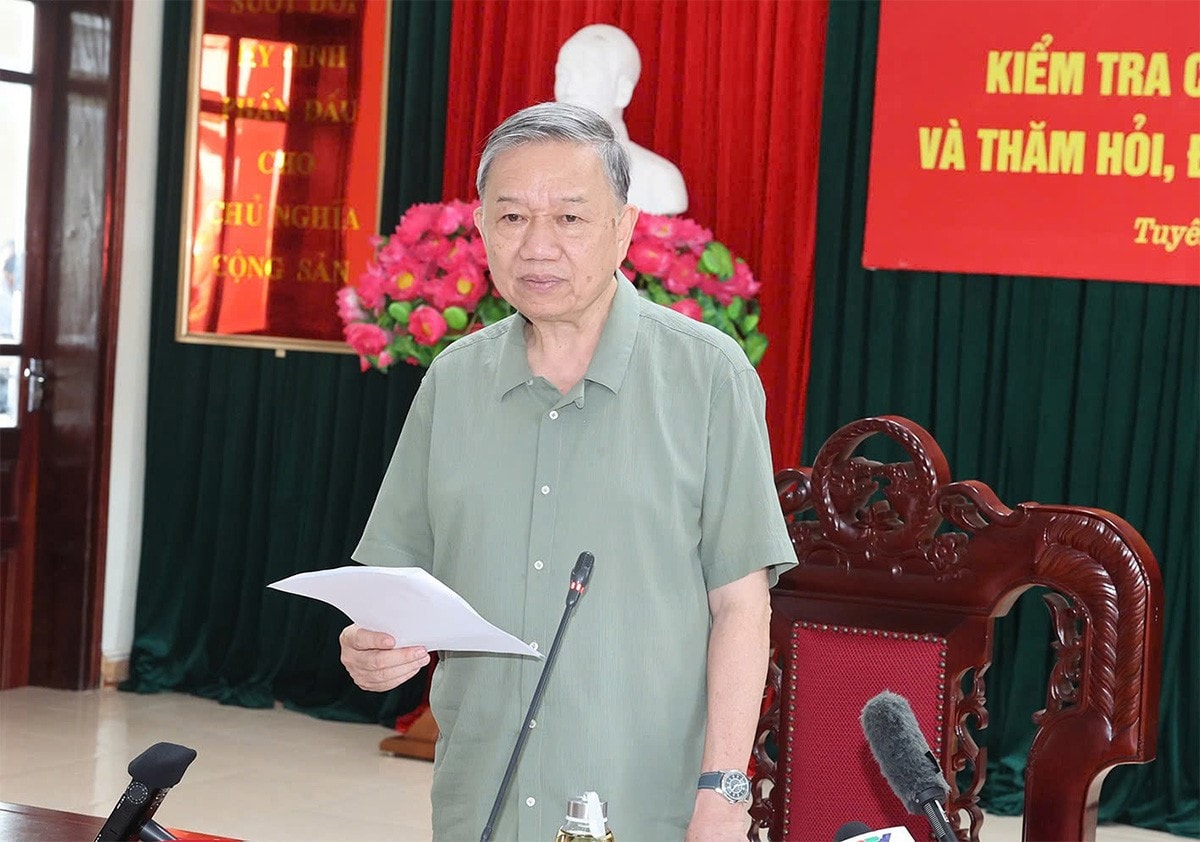 Tổng Bí thư, Chủ tịch nước Tô Lâm phát biểu tại huyện Sơn Dương, tỉnh Tuyên Quang. Ảnh: Trí Dũng/TTXVN