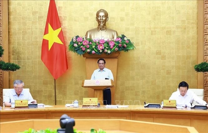 Thủ tướng Phạm Minh Chính chủ trì phiên họp Chính phủ chuyên đề về xây dựng pháp luật tháng 9 .2024. Ảnh: Dương Giang/TTXVN