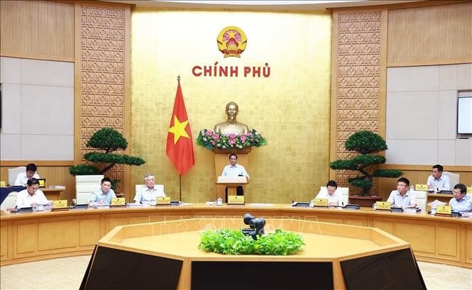 Thủ tướng Phạm Minh Chính chủ trì phiên họp Chính phủ chuyên đề về xây dựng pháp luật tháng 9.2024. Ảnh: Dương Giang/TTXVN
