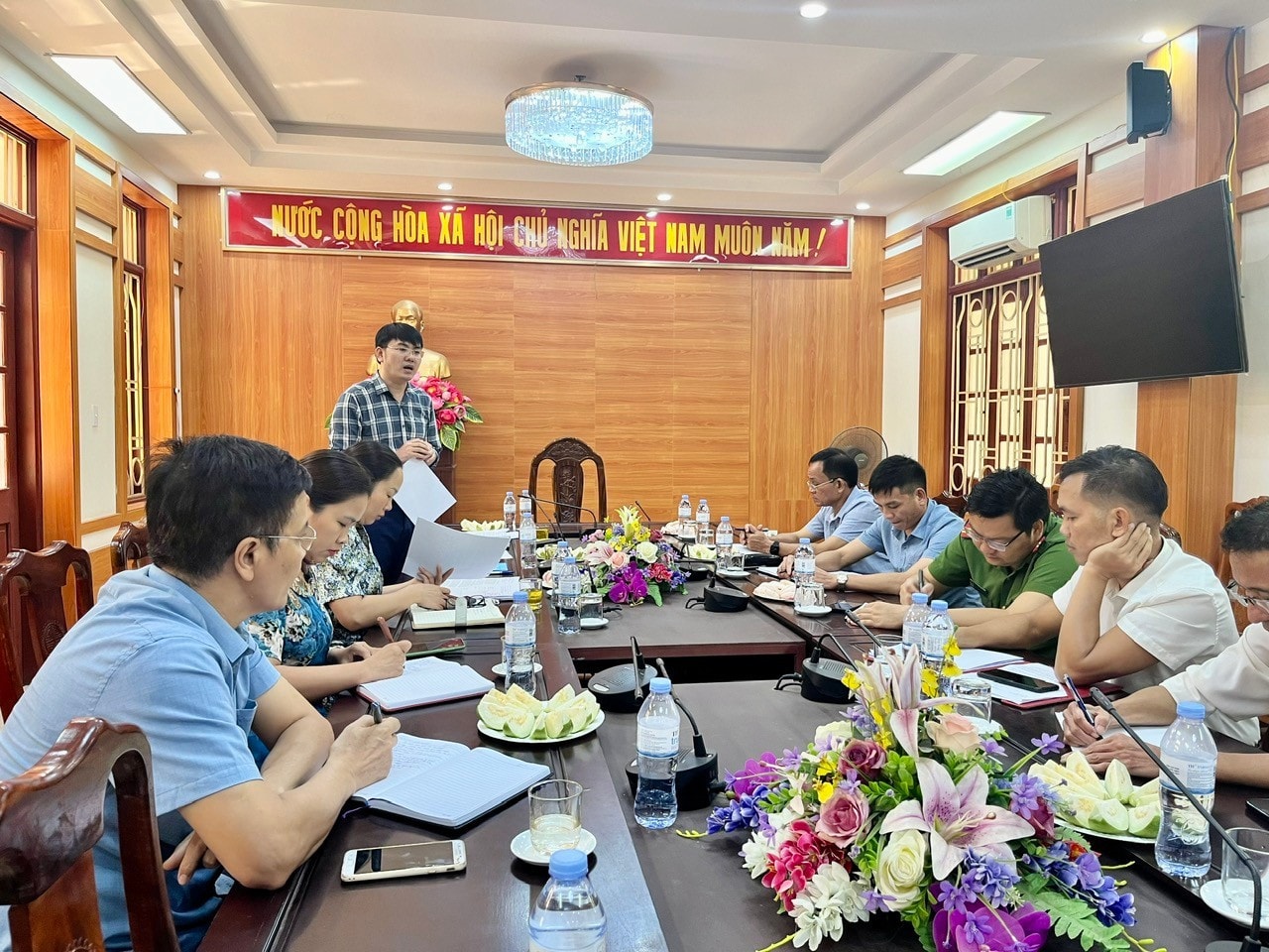 Ông Phan Văn Đại - Trưởng Phòng Phổ biến, giáo dục pháp luật, Sở Tư pháp tỉnh Thanh Hóa phát biểu tại buổi làm việc. Ảnh: Dương Minh