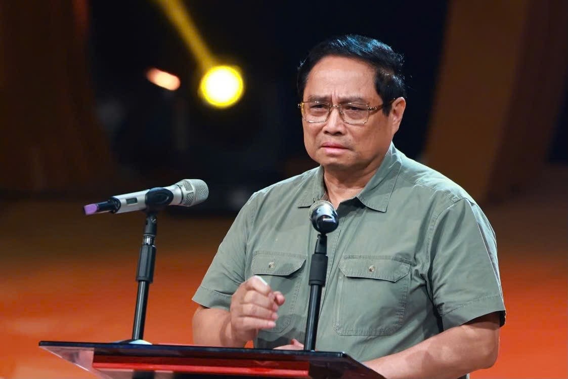 Thủ tướng Phạm Minh Chính phát biểu tại Chương trình "Điểm tựa Việt Nam". Ảnh: Dương Giang/TTXVN